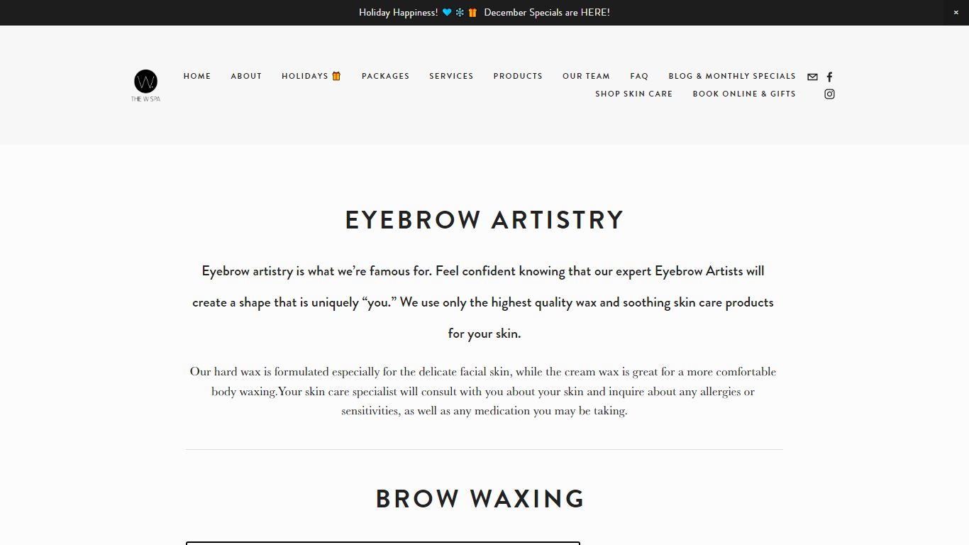Pricing- Eyebrow Artistry | THE W SPA