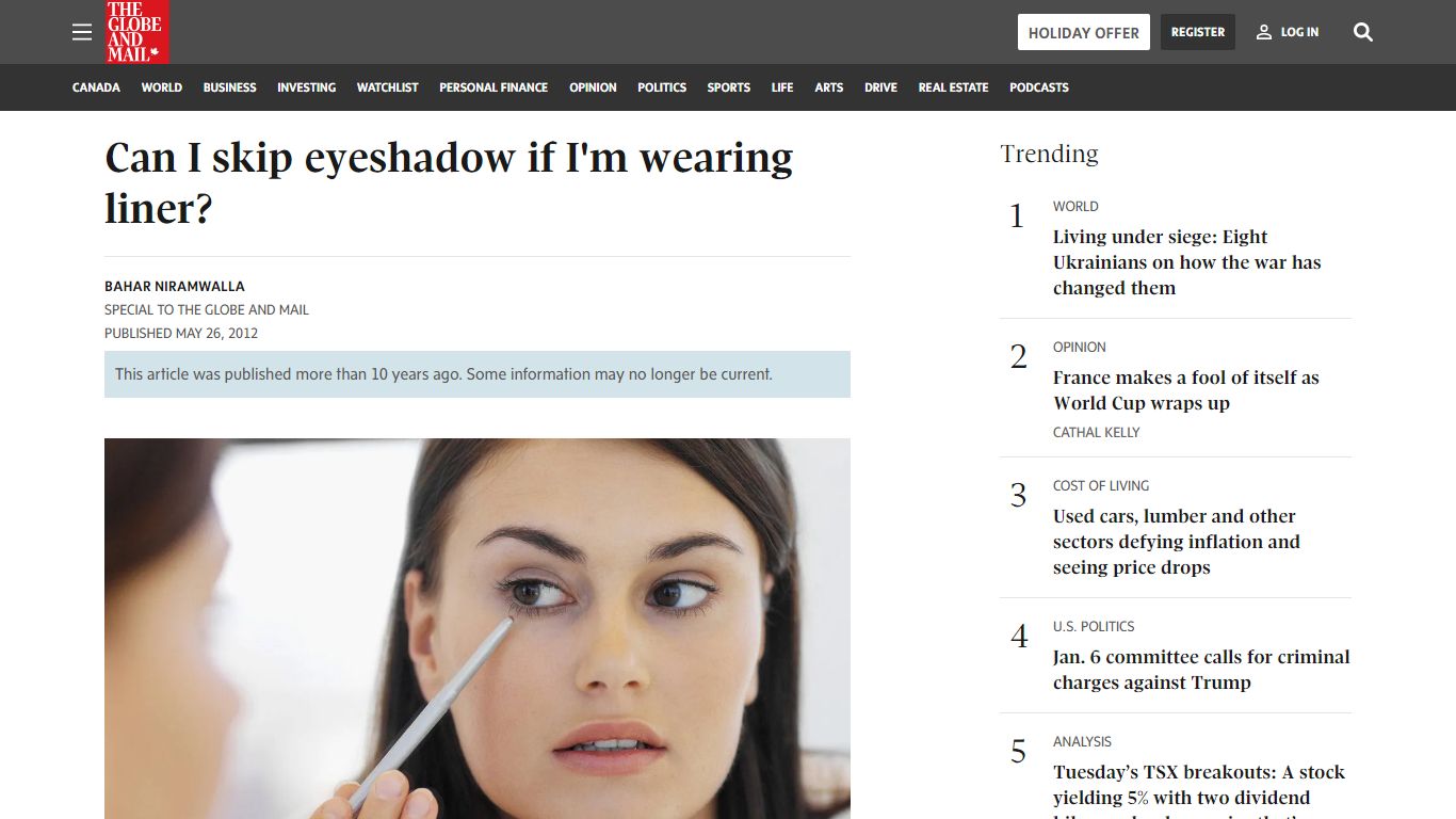 Can I skip eyeshadow if I'm wearing liner? - The Globe and Mail