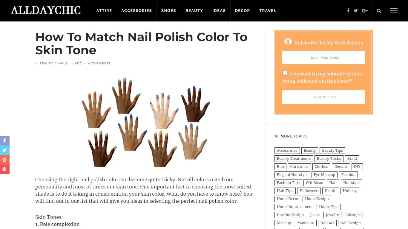 color wheel skin tone nail polish color matching chart Beauty Tips