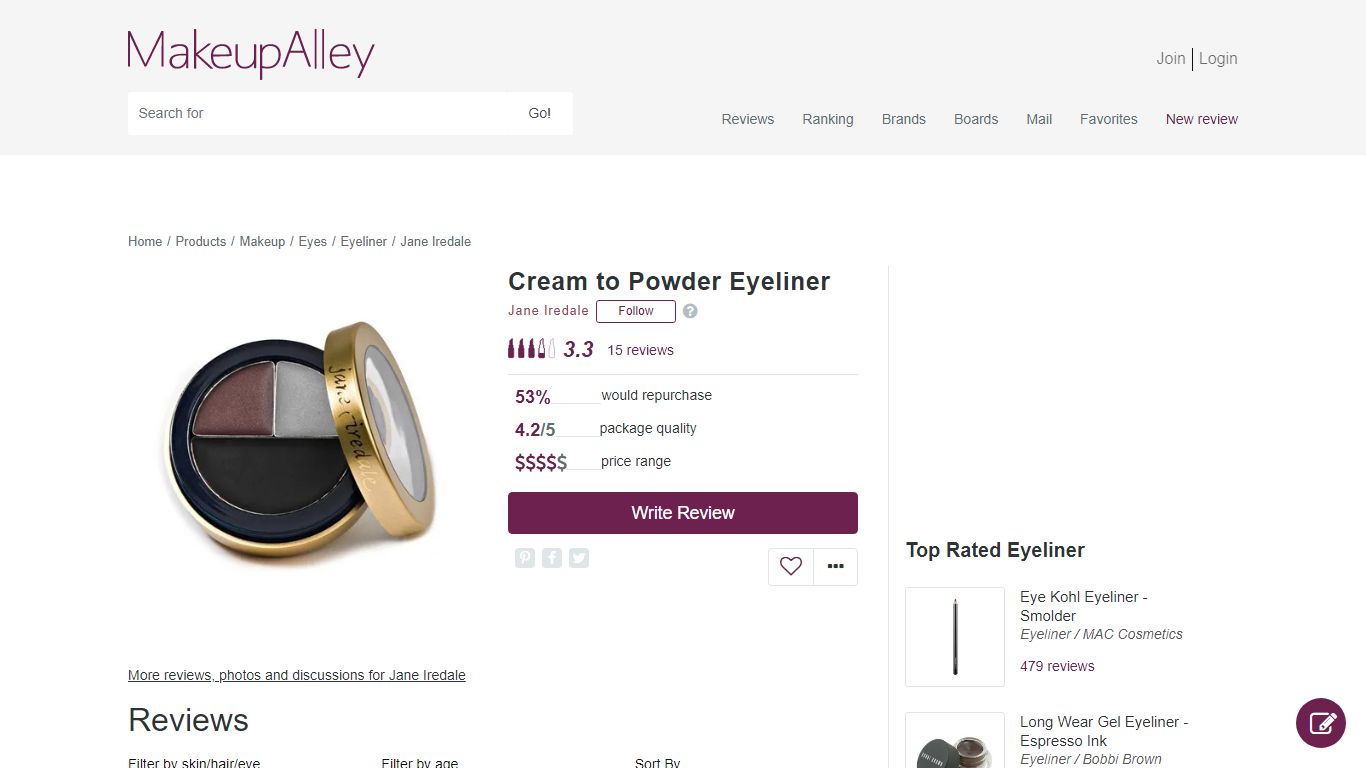 Jane Iredale Cream to Powder Eyeliner - Reviews | MakeupAlley