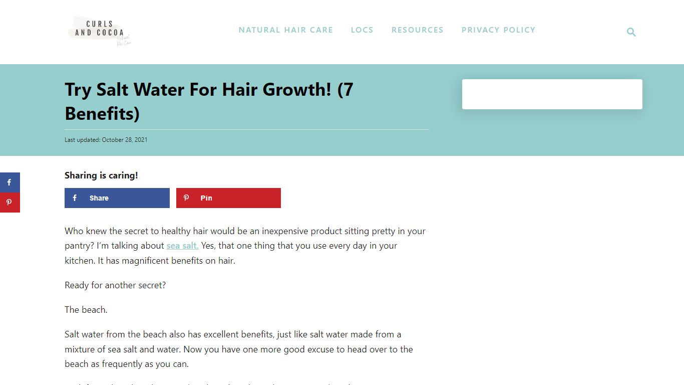 Try Salt Water For Hair Growth! (7 Benefits) - Curls and Cocoa