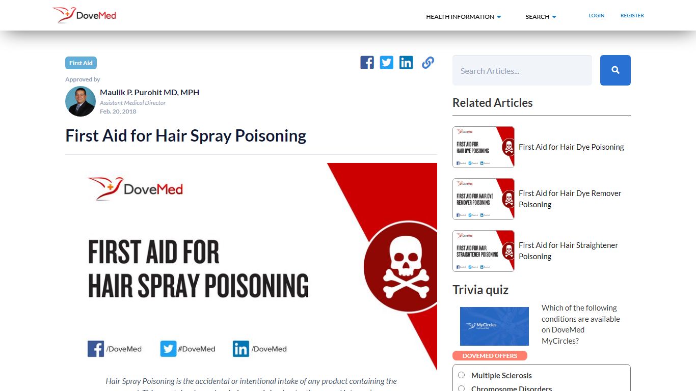 First Aid for Hair Spray Poisoning - DoveMed