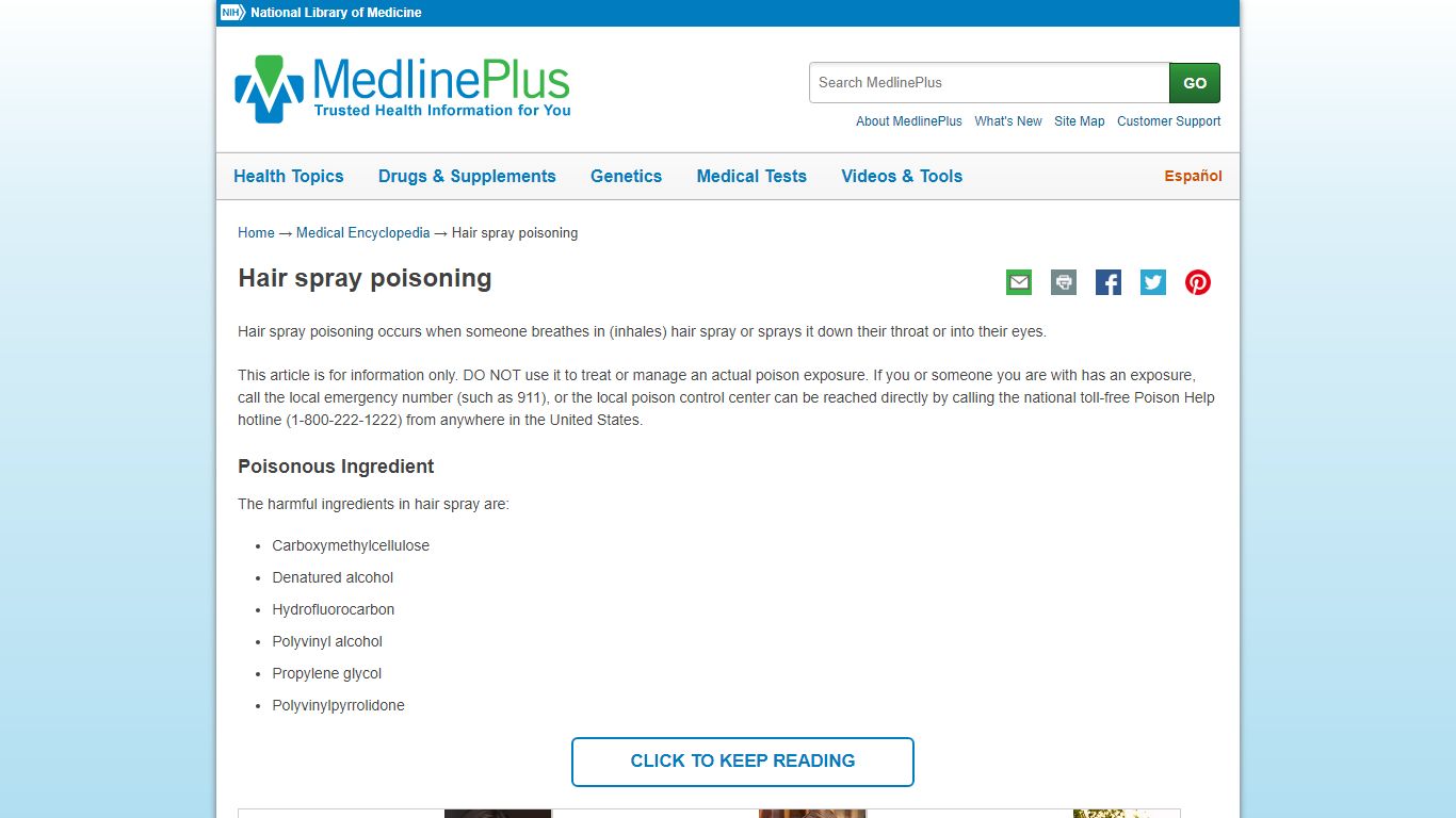 Hair spray poisoning: MedlinePlus Medical Encyclopedia