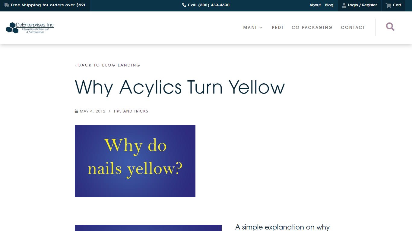 Why acrylics turn yellow - Prevent yellowing acrylic nails - DeEnterprises