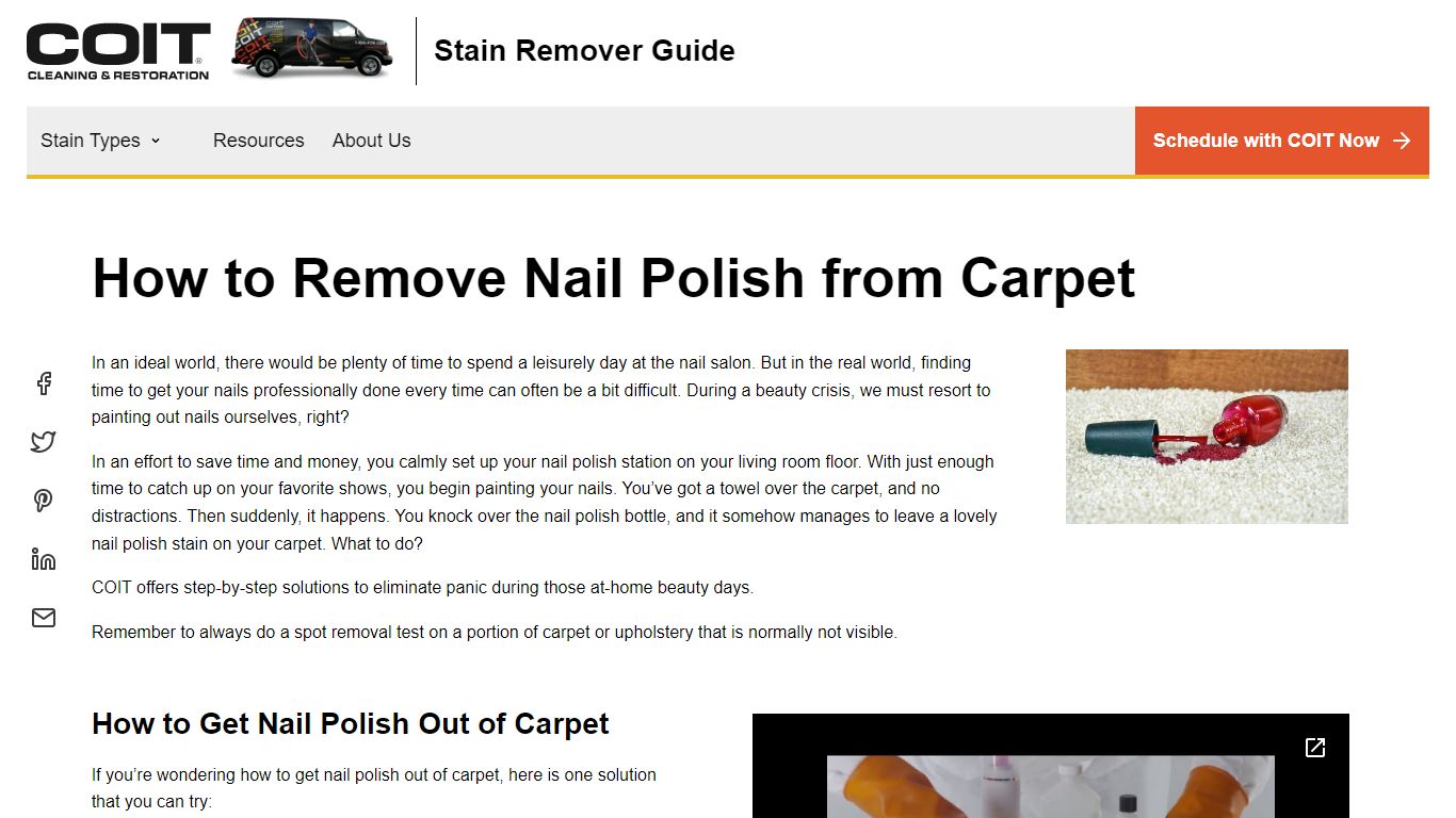 How to Remove Nail Polish from Carpet | COIT Stain Remover Guide