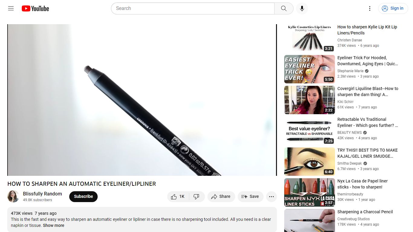 HOW TO SHARPEN AN AUTOMATIC EYELINER/LIPLINER - YouTube