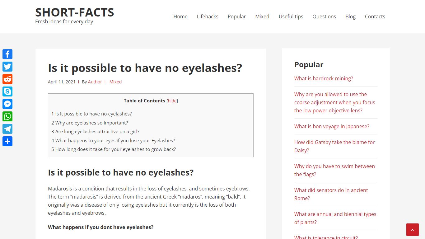 Is it possible to have no eyelashes? – Short-Facts
