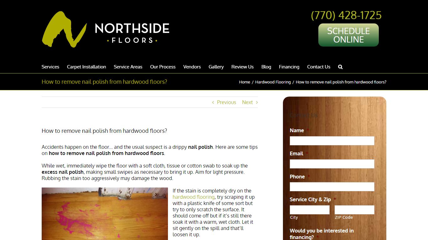 Remove nail polish from hardwood floors? - Northside Floors