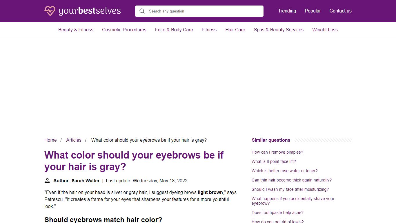 What color should your eyebrows be if your hair is gray?