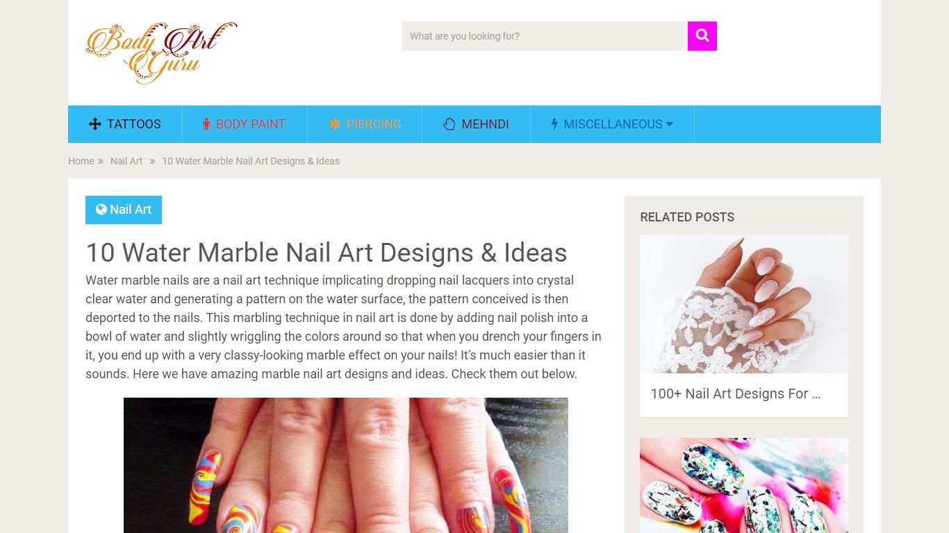 10 Water Marble Nail Art Designs & Ideas - Body Art Guru